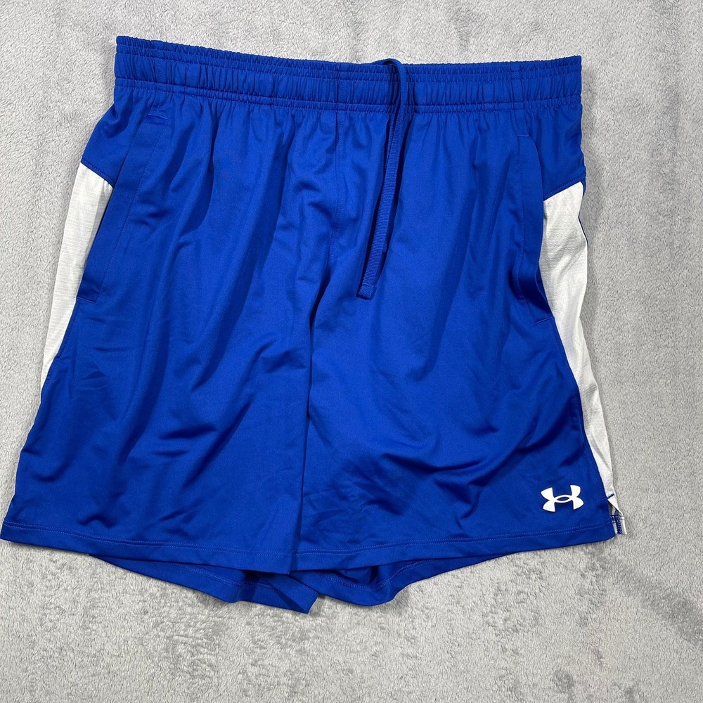 Under Armour Tech Vent Shorts Mens Large Blue White 7in Inseam Athletic Gym